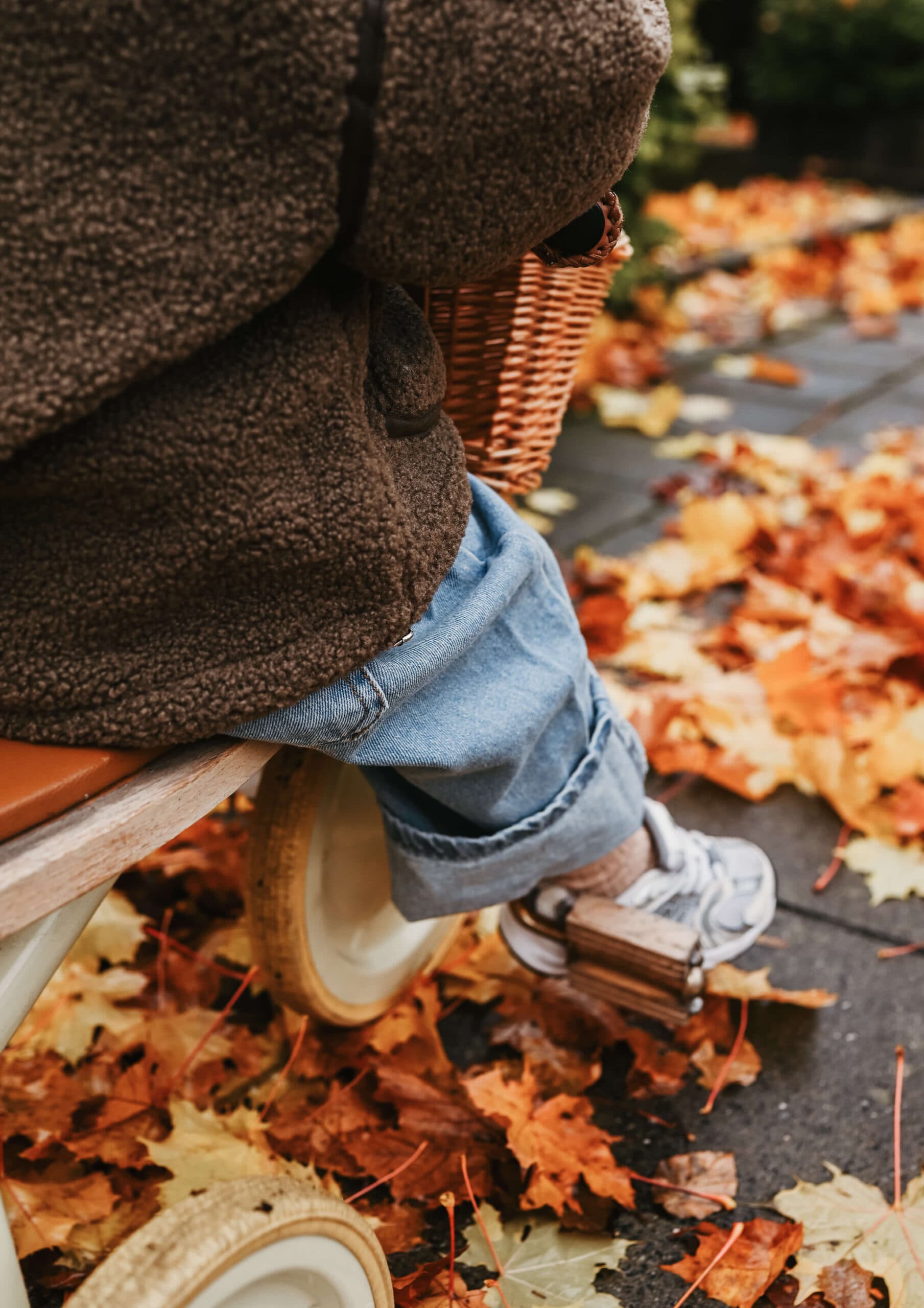 Kinderschoen en loopfiets tussen herfstbladeren – Studio Roos Fotografie